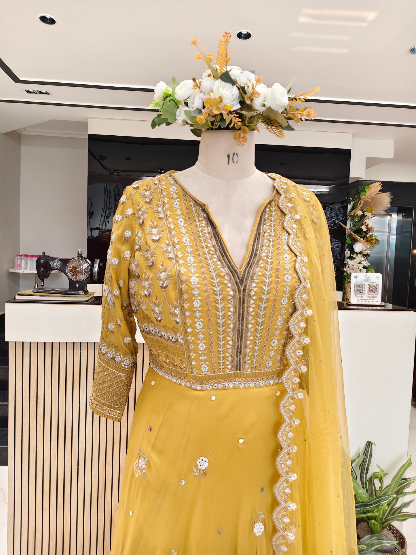 Mustard Organza Anarkali
