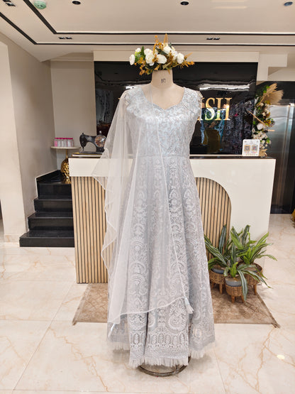Grey Net Anarkali