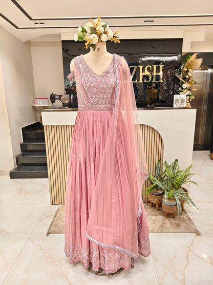 Onion Pink Chinon Anarkali