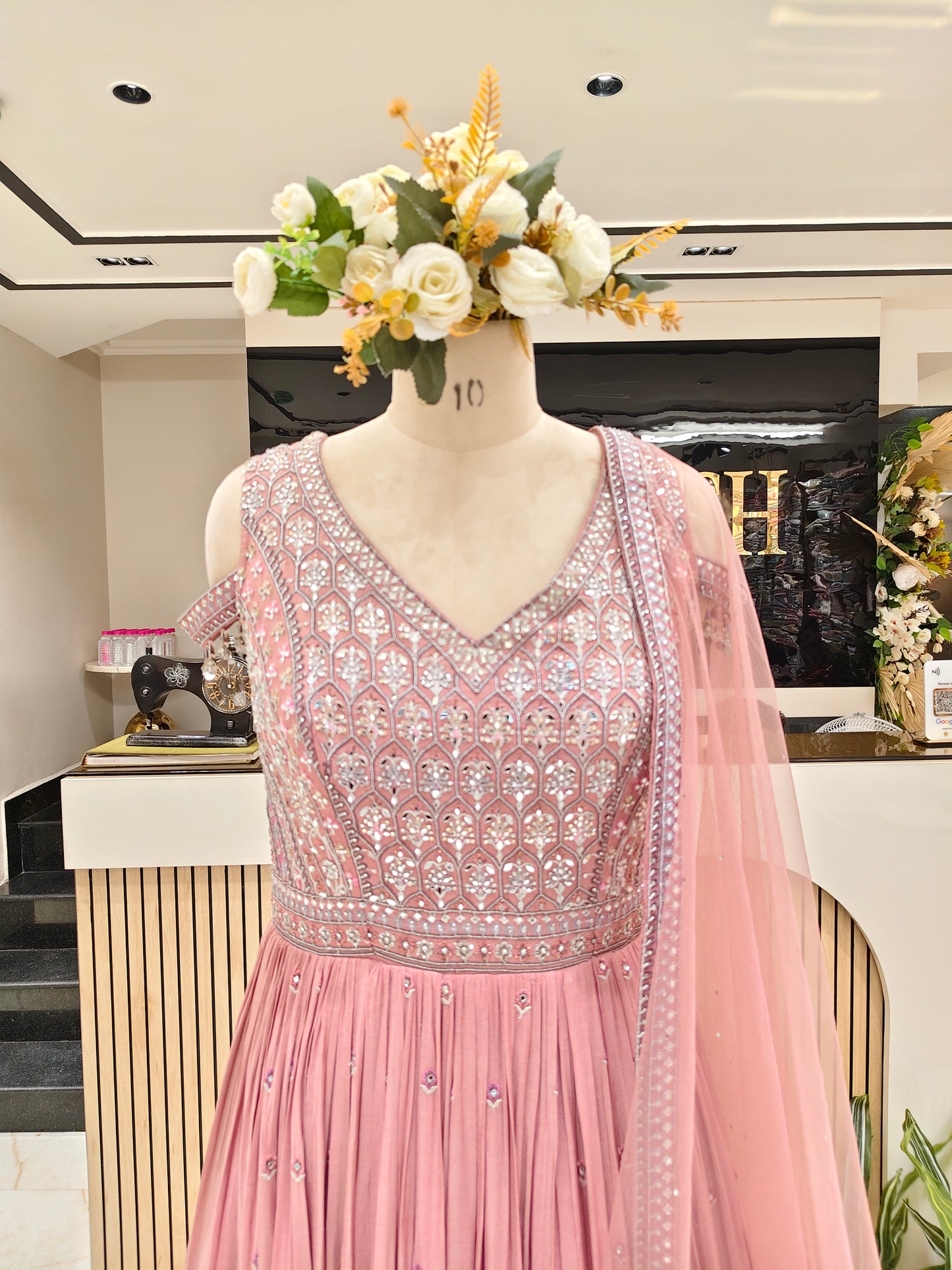 Onion Pink Chinon Anarkali