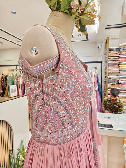 Onion Pink Chinon Anarkali
