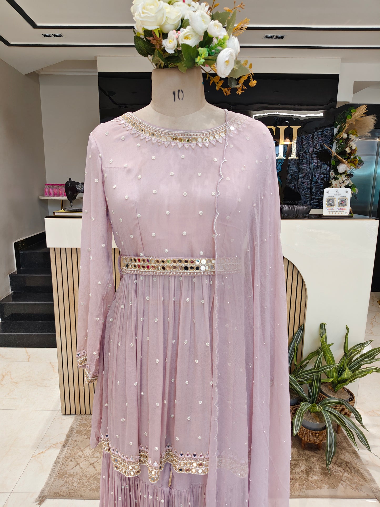 Lavender Mirror Work Garara Set