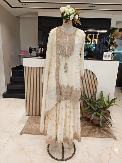 Cream Georgette Garara Set