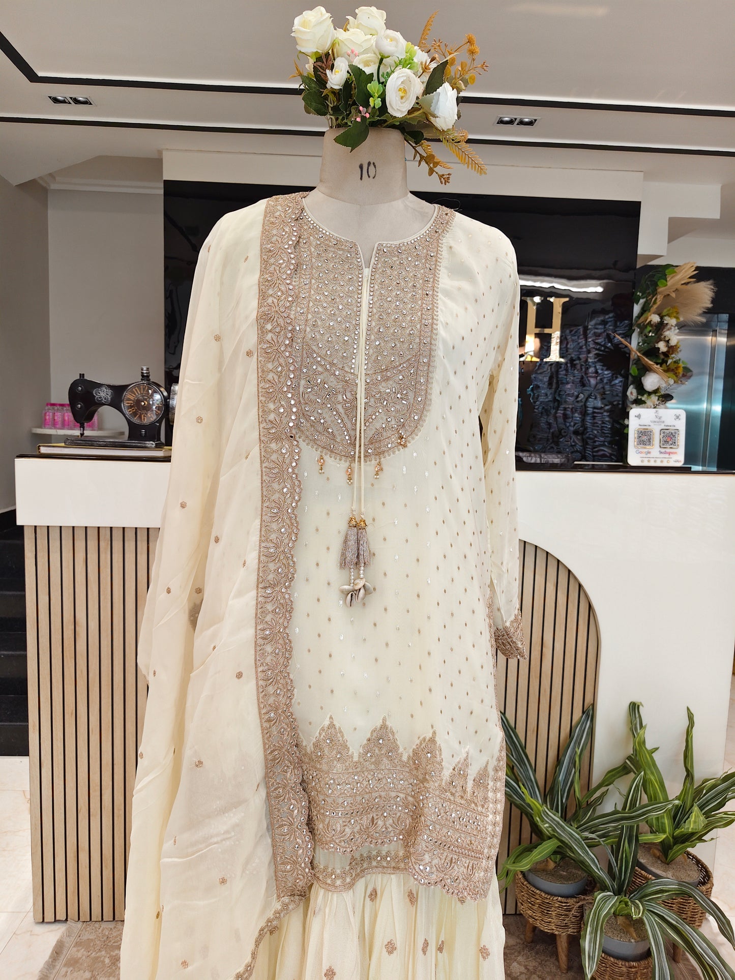 Cream Georgette Garara Set