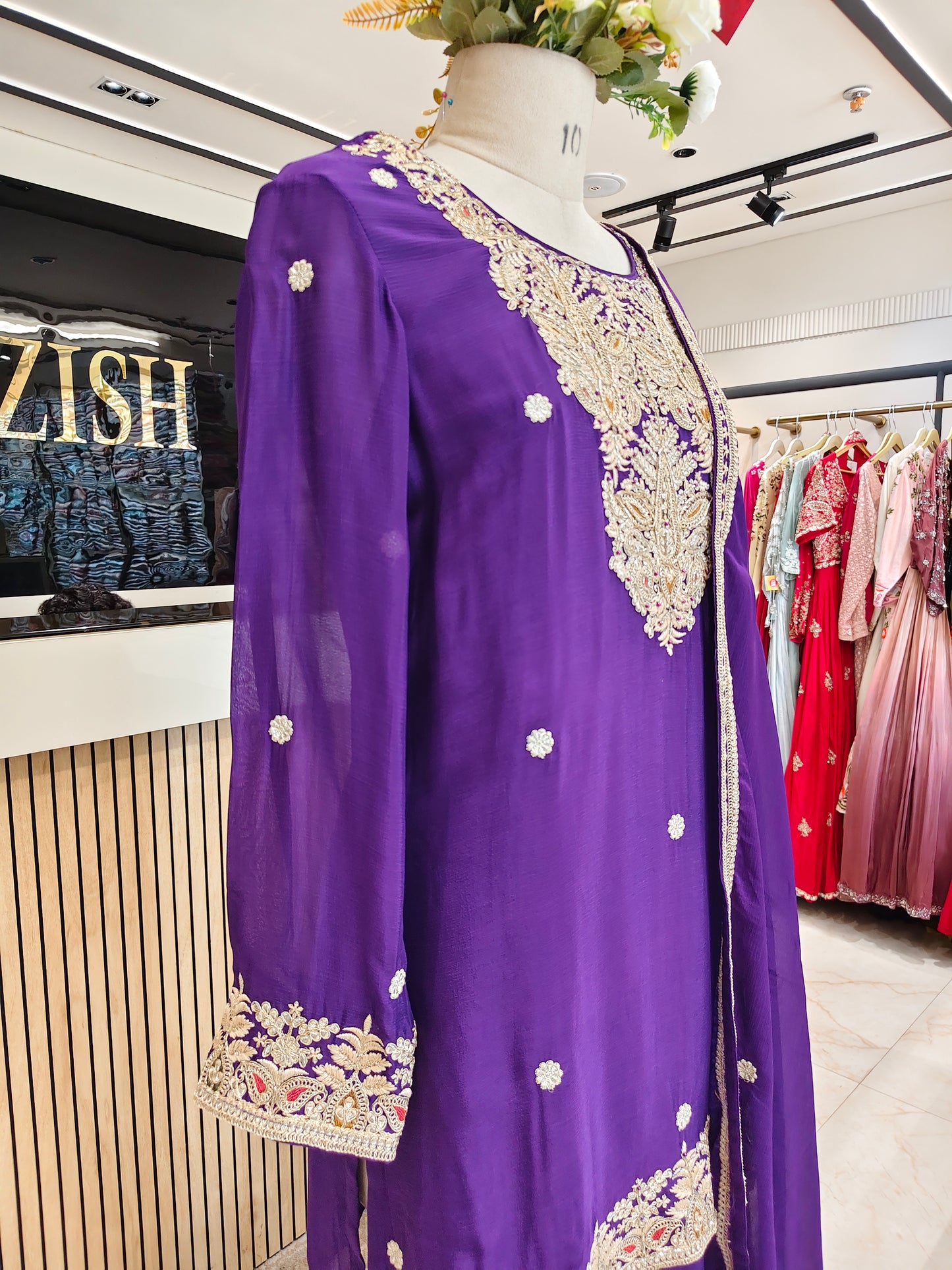 Purple Chiffon Sharara Set