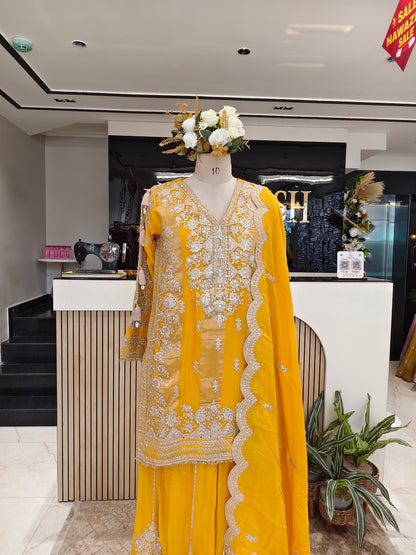 Yellow Organza Sharara Set