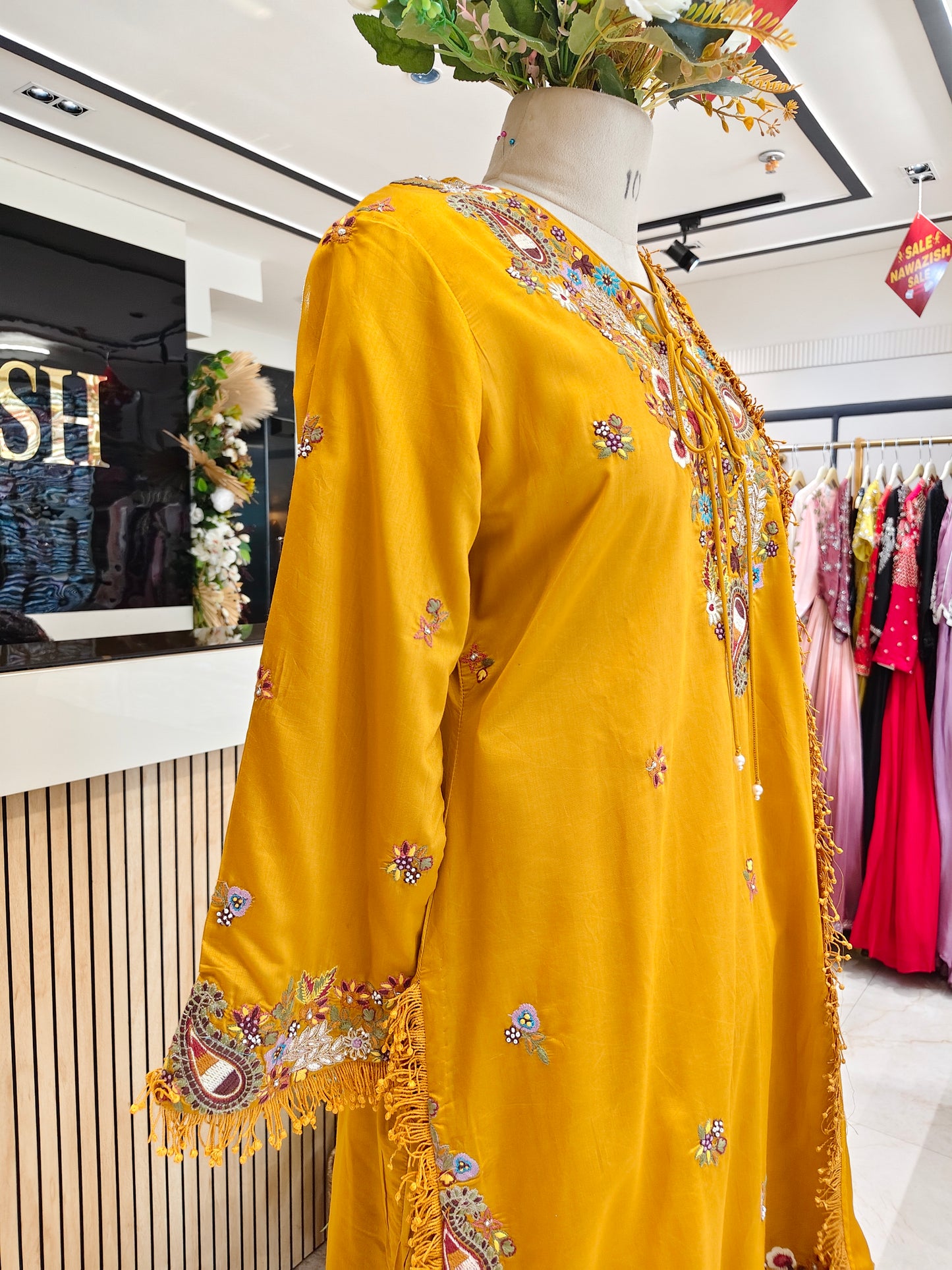 Mustard Silk Sharara Set