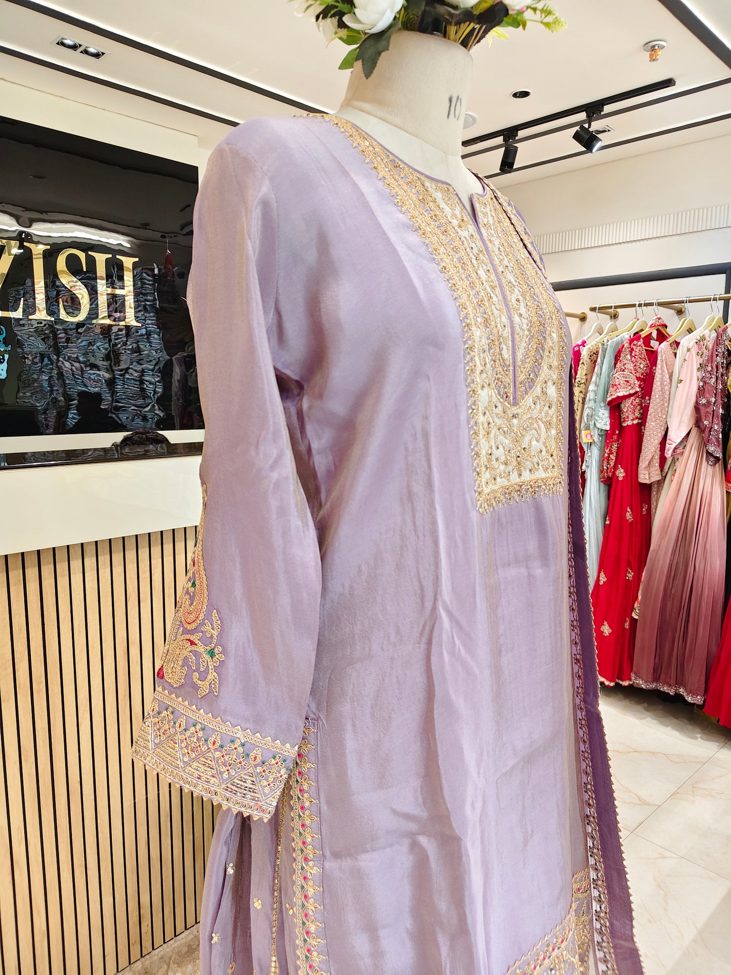 Lavender Tissue Sharara Set