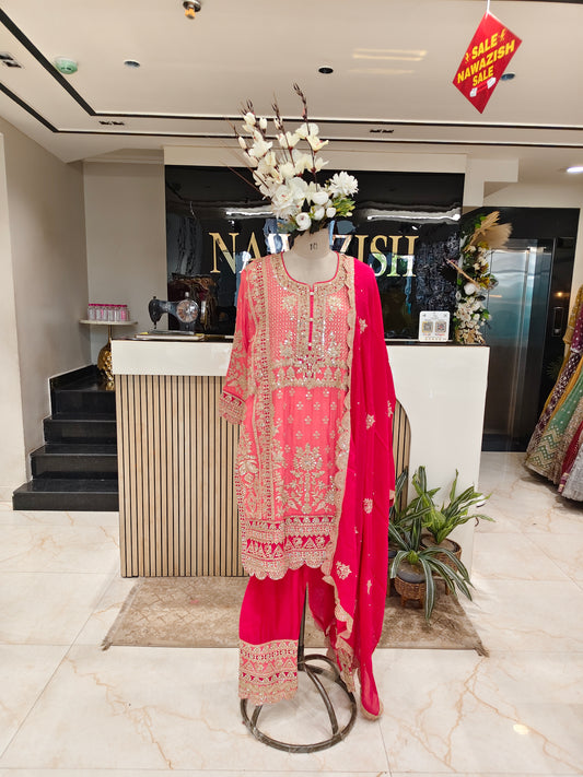 Peach Rani Pink Suit Set