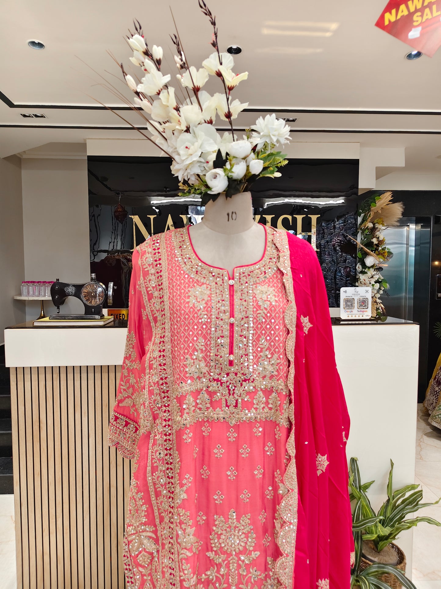 Peach Rani Pink Suit Set