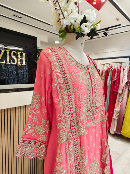 Peach Rani Pink Suit Set