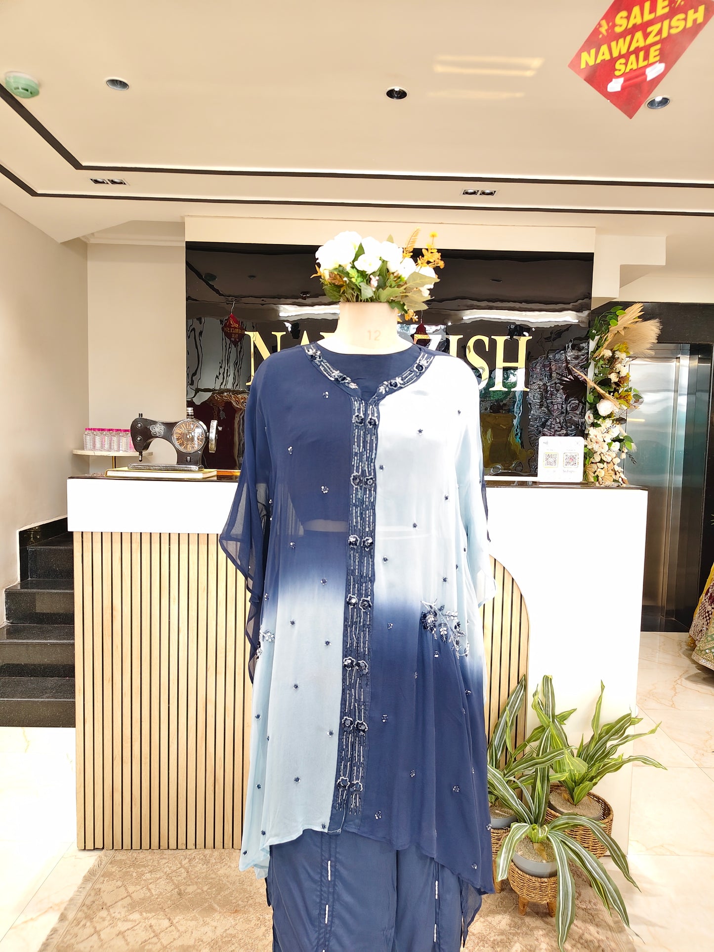 Navy Blue Kaftan Set