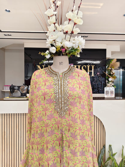 Parrot Green Frill Palazzo Set
