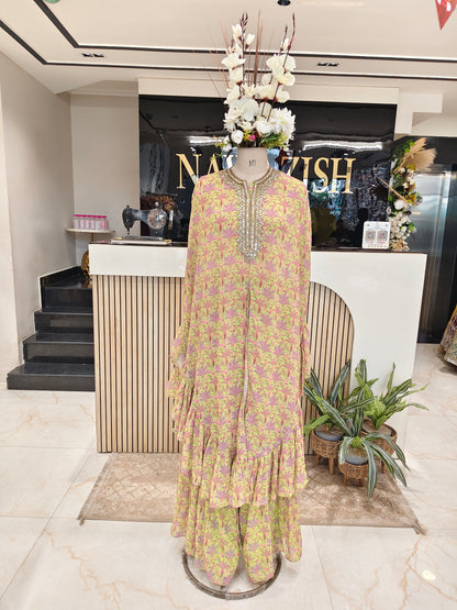 Parrot Green Frill Palazzo Set