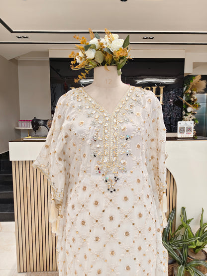 Off White Kaftan Set