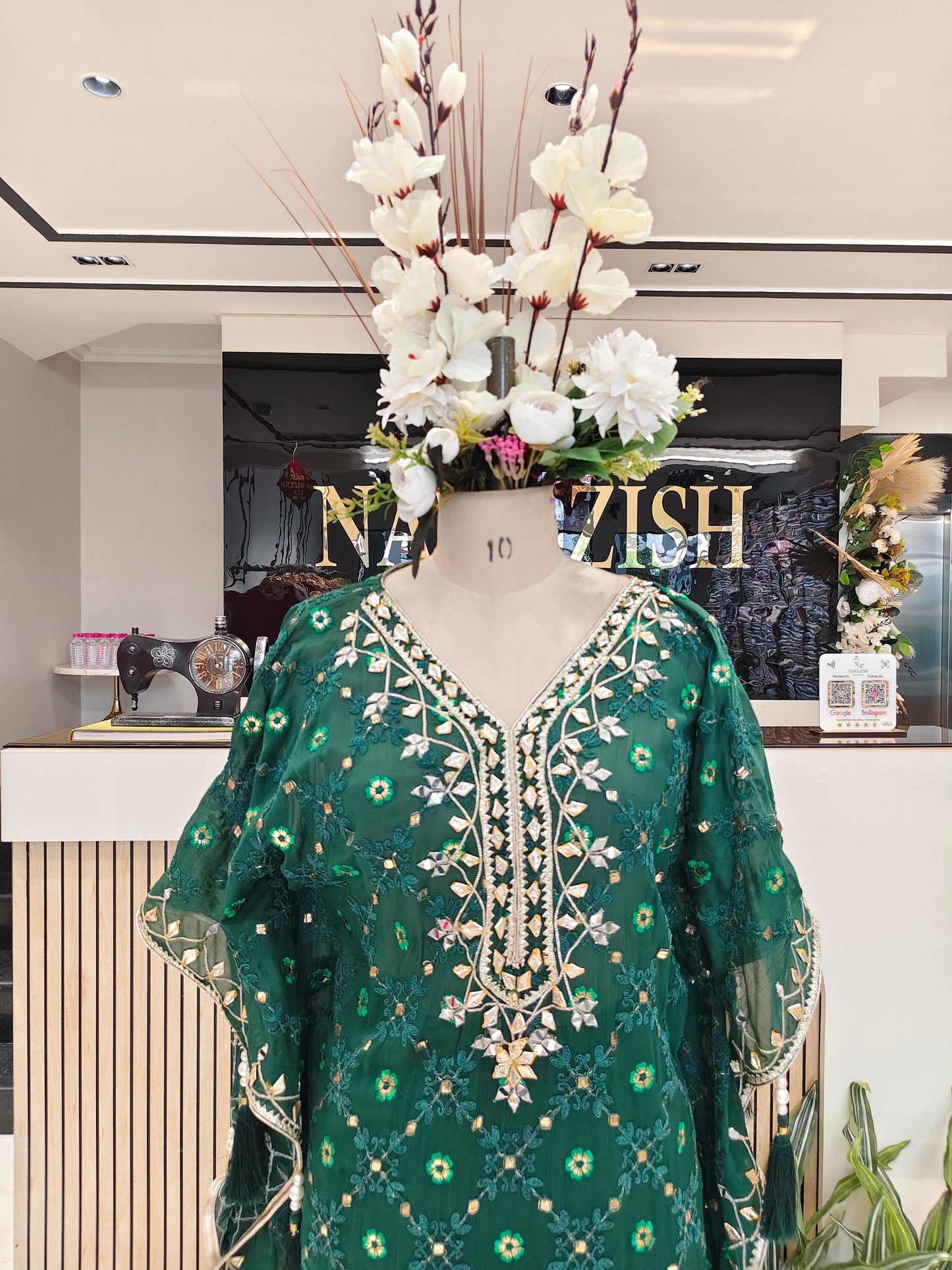 Bottle Green Kaftan Set