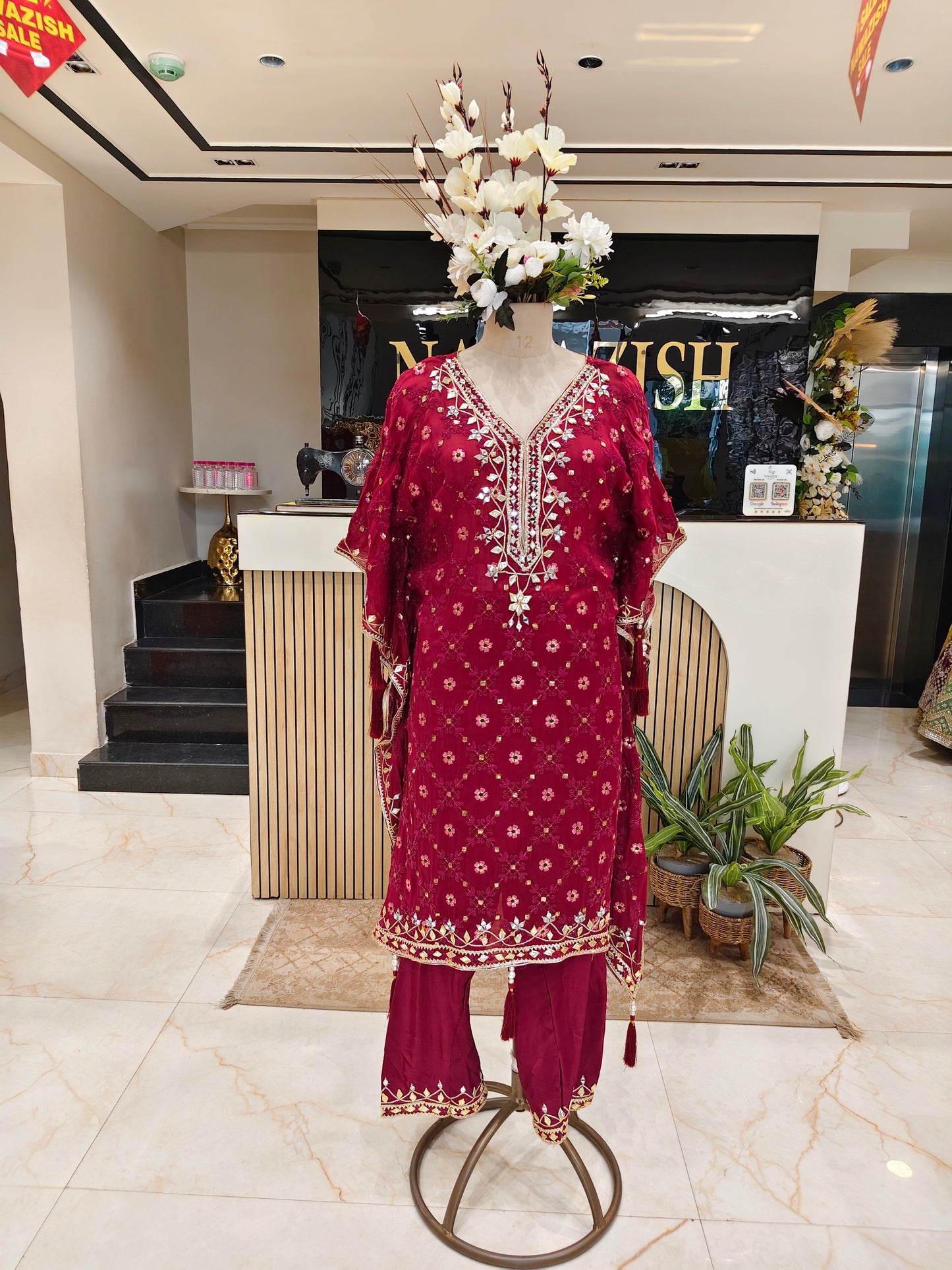 Maroon Kaftan Set