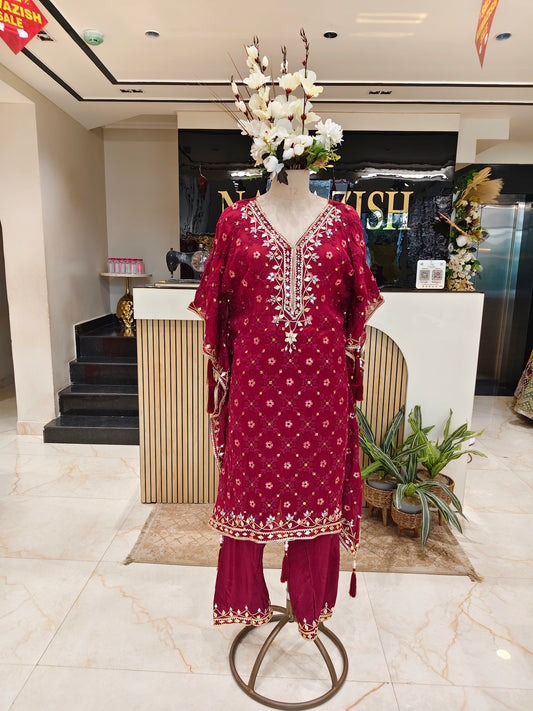 Maroon Kaftan Set