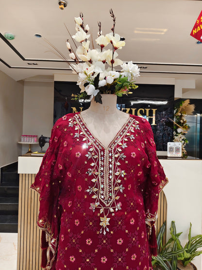 Maroon Kaftan Set
