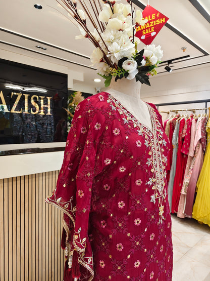Maroon Kaftan Set