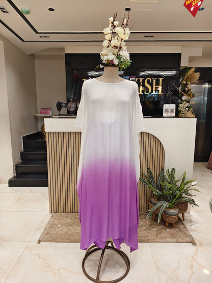 White Purple Kaftan Set