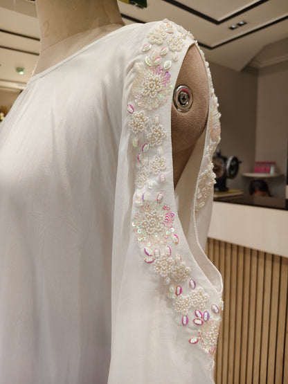 White Purple Kaftan Set
