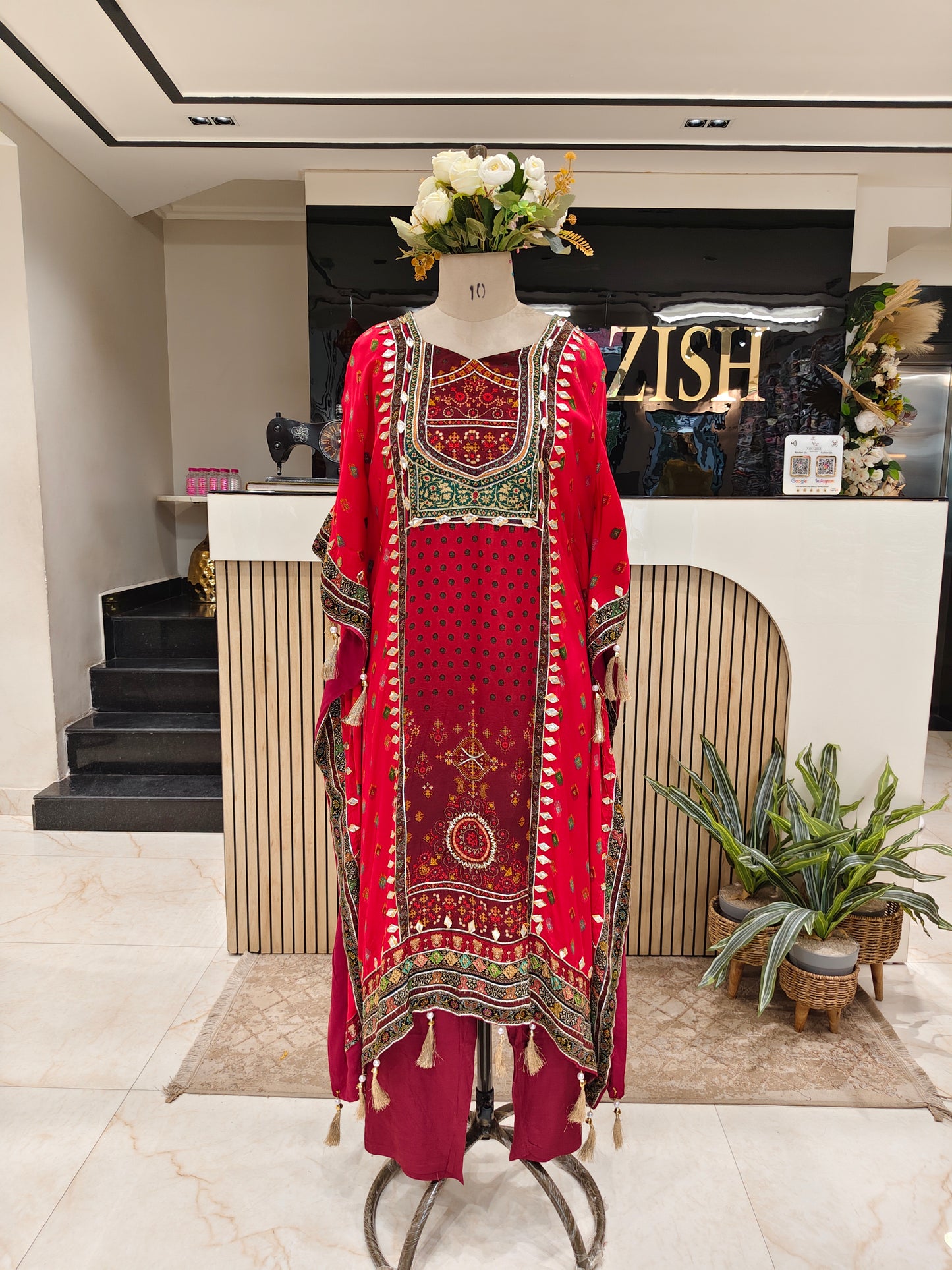 Maroon Kaftan Set