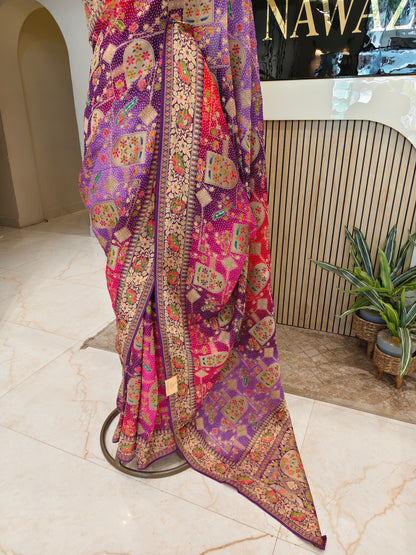 Purple Flower Weaving Georgette Saree