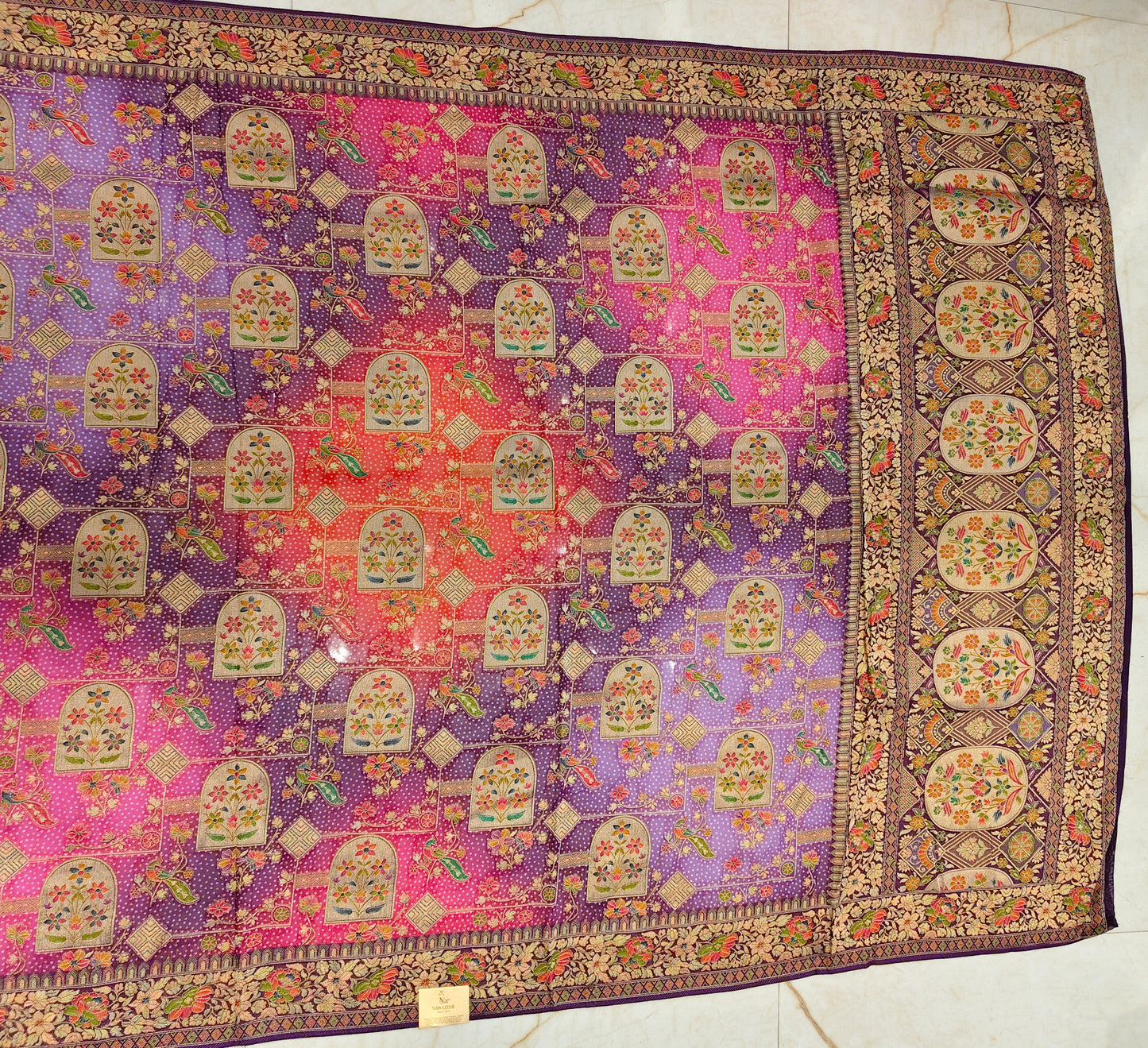 Purple Flower Weaving Georgette Saree