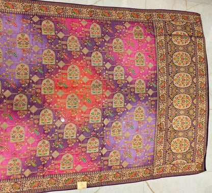 Purple Flower Weaving Georgette Saree