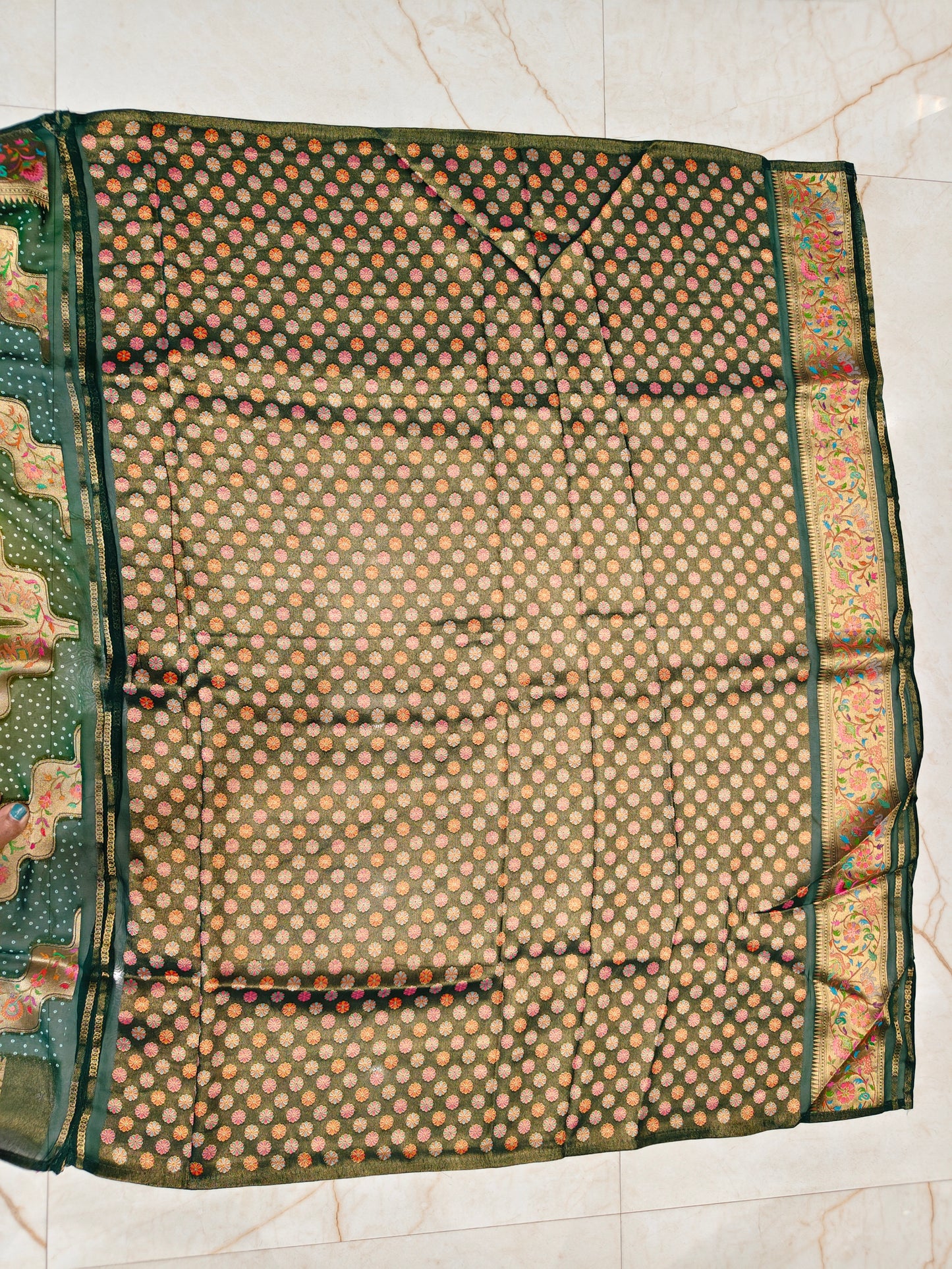 Bottle Green Patola Saree