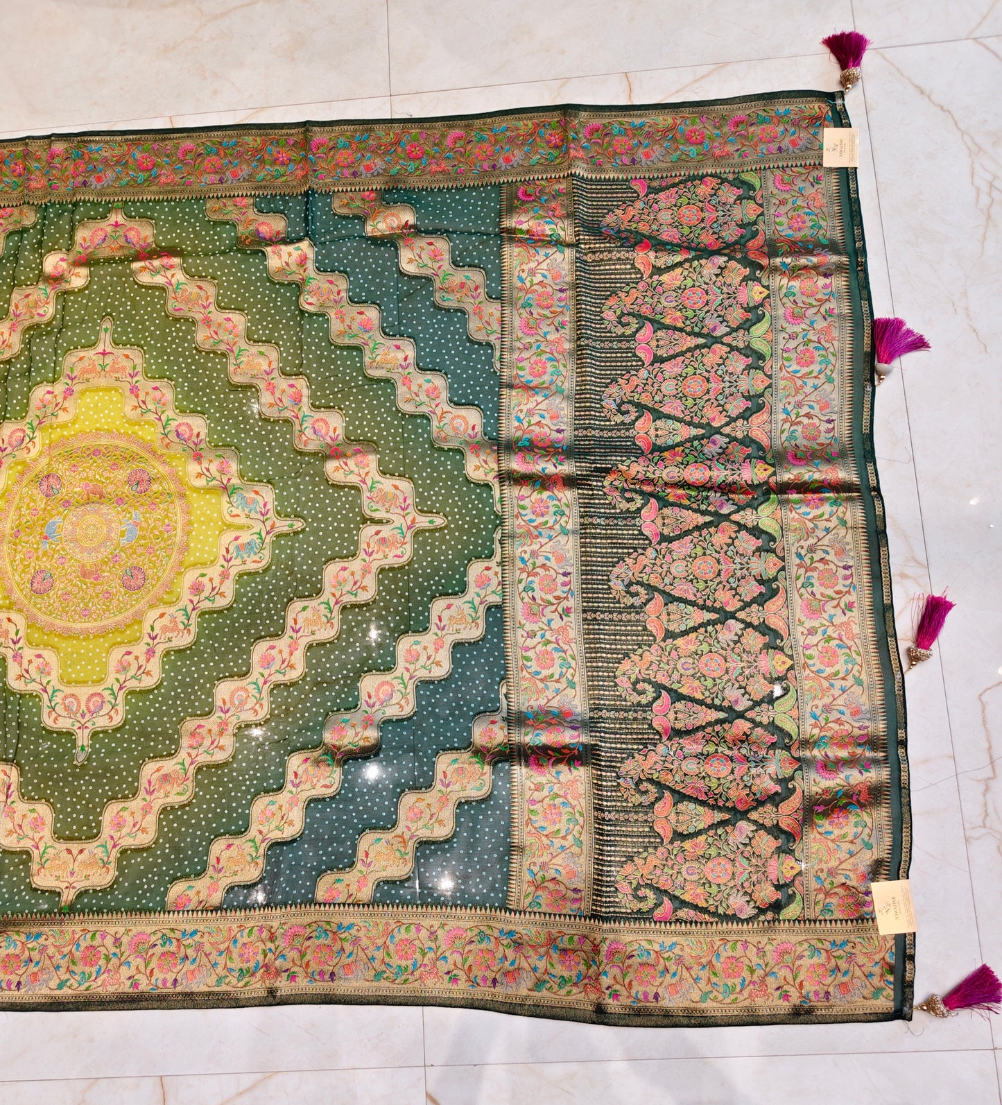 Bottle Green Patola Saree