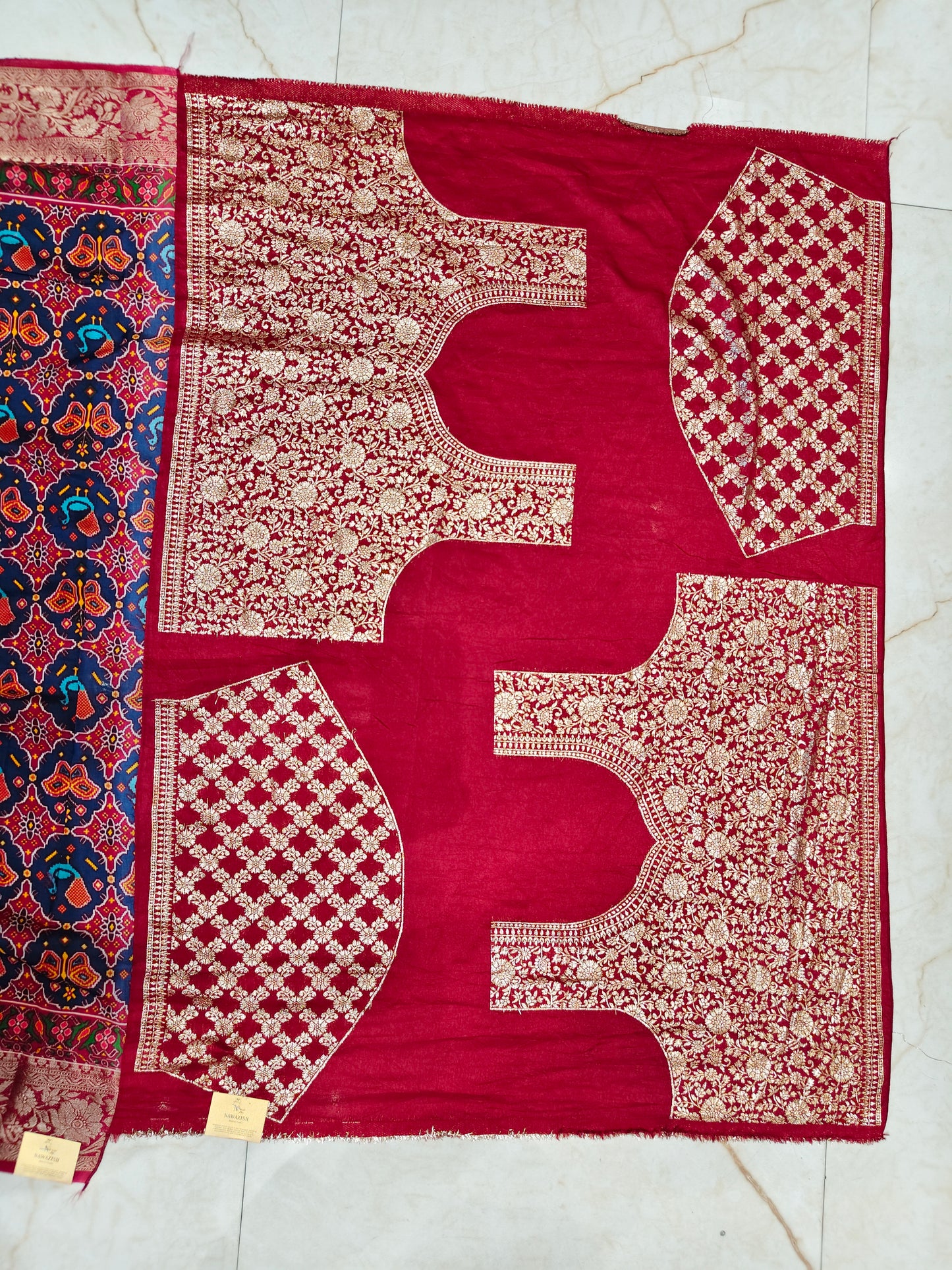 Maroon Ikat Printed Silk Saree