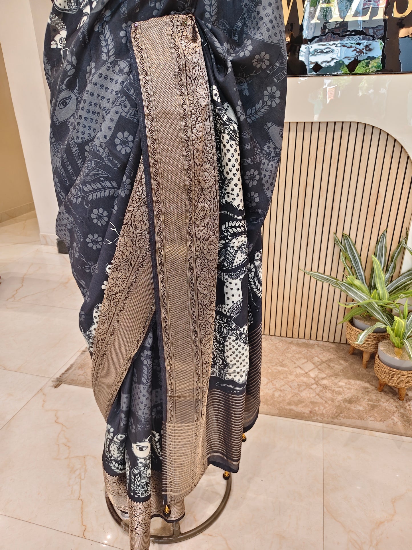 Black Motif Silk Saree