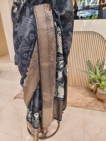 Black Motif Silk Saree