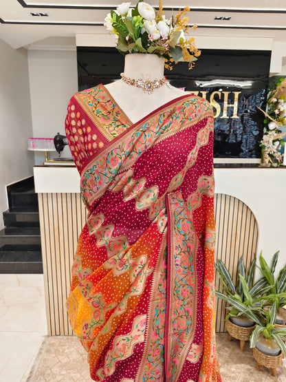 Maroon Weaving Saree