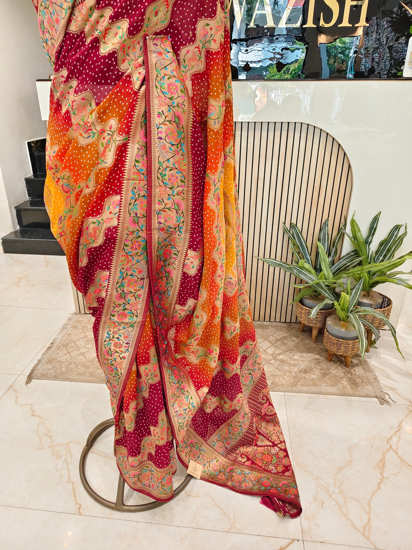 Maroon Weaving Saree