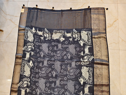 Black Motif Silk Saree