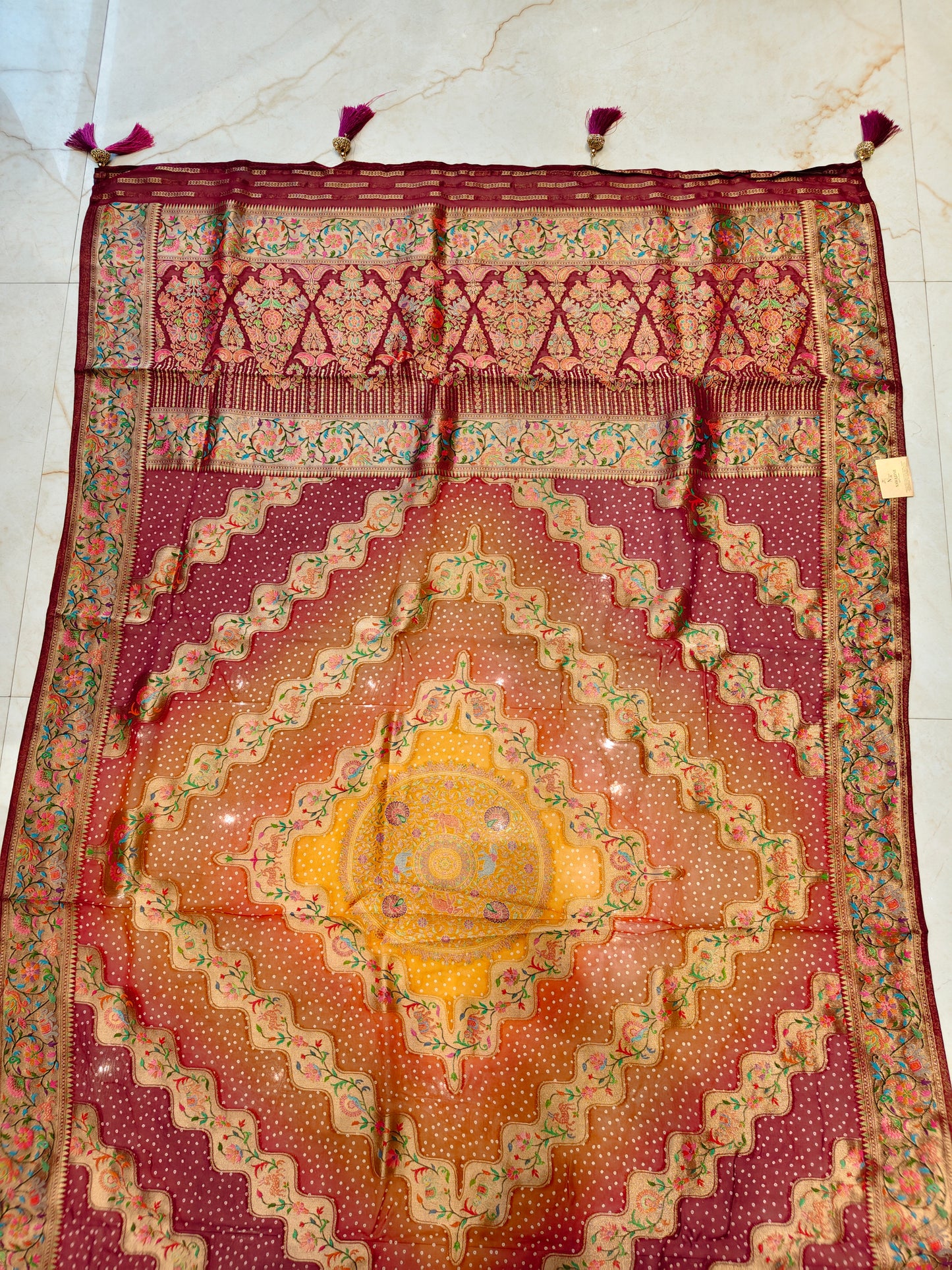 Maroon Weaving Saree