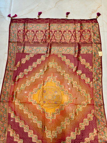 Maroon Weaving Saree