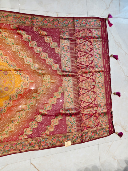 Maroon Weaving Saree