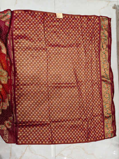 Maroon Weaving Saree