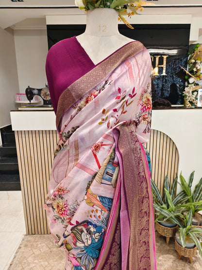 Purple Kalamkari Saree