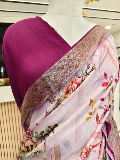 Purple Kalamkari Saree