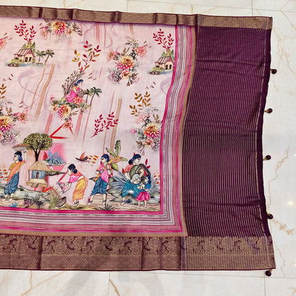 Purple Kalamkari Saree