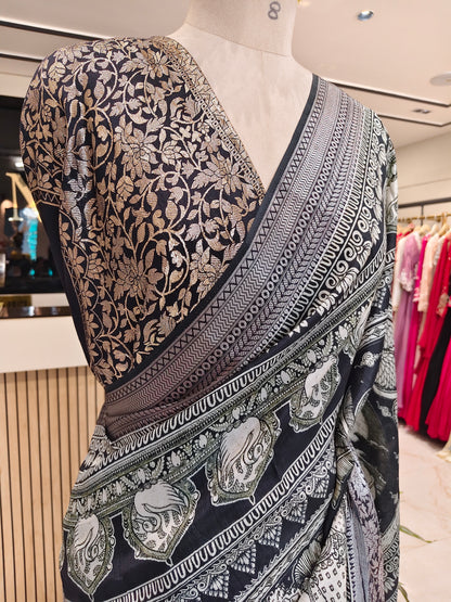 Black Motif Silk Saree