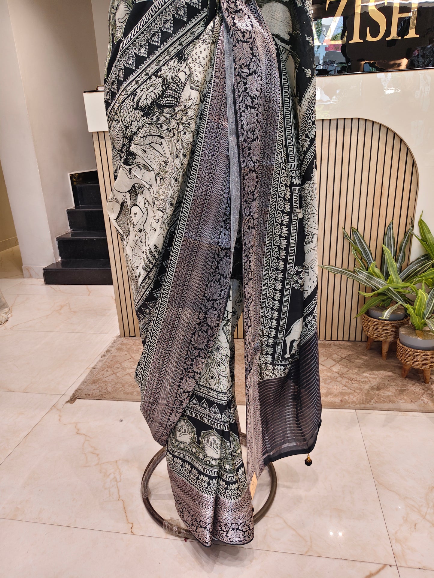 Black Motif Silk Saree