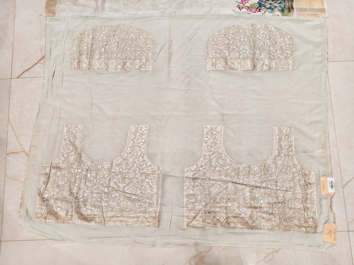 Cream Motif Silk Saree