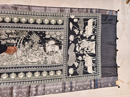 Black Motif Silk Saree