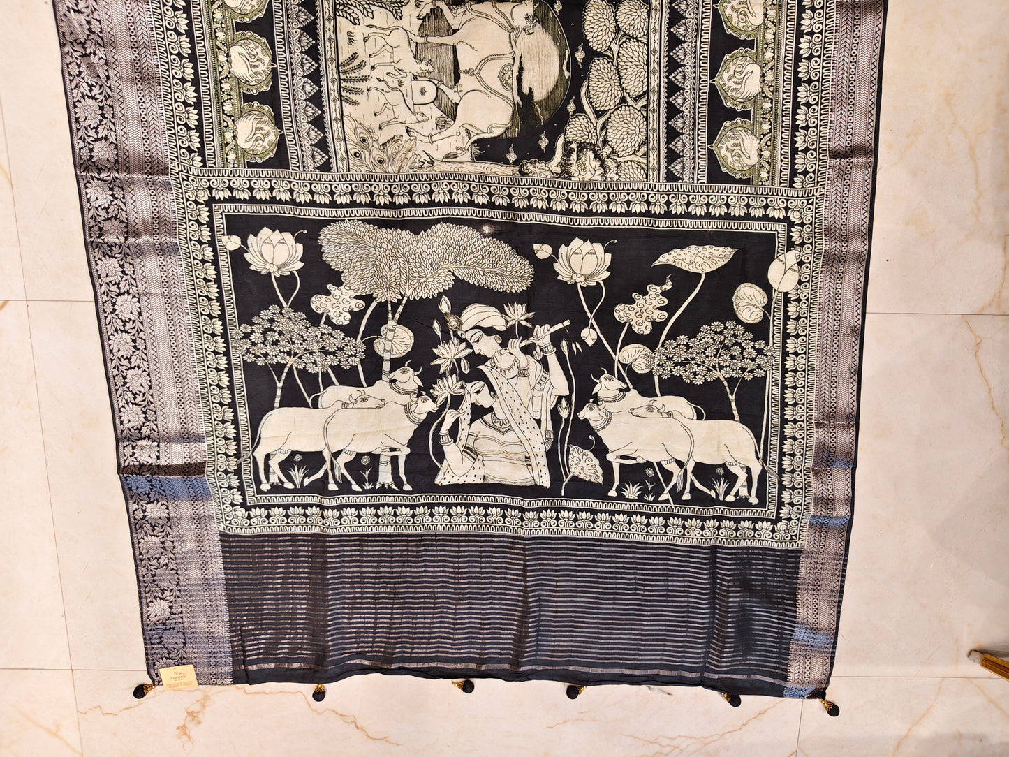 Black Motif Silk Saree
